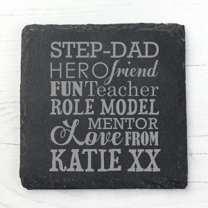 Personalised What A Step Dad Means Slate Keepsake Coaster