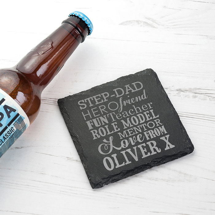 Personalised What A Step Dad Means Slate Keepsake Coaster