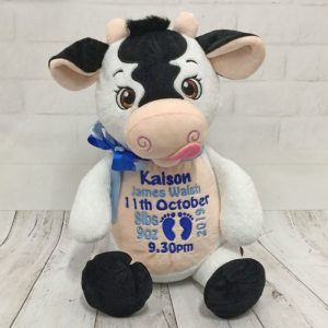 Personalised Cubbies Cow Baby Toy For Boy or Girl