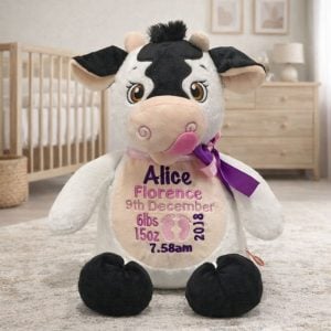 Personalised Cubbies Cow Baby Toy For Boy or Girl