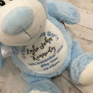 Boy's Personalised Blue Cubbies Welcome to the World Bear