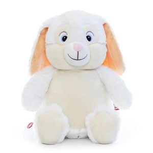 Personalised Baby Girl Cubbies White Birth Bunny Soft Toy