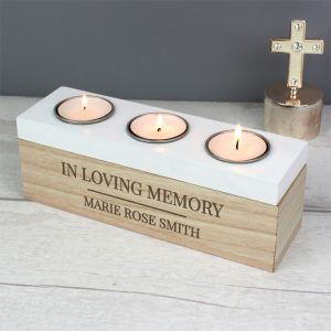 Personalised Wooden Triple Tea Light Box