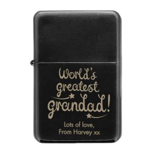 Personalised World's Greatest Grandad Black Lighter