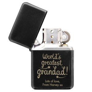 Personalised World's Greatest Grandad Black Lighter