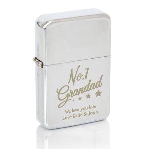 Personalised No.1 Grandad Silver Lighter Grandad Gift
