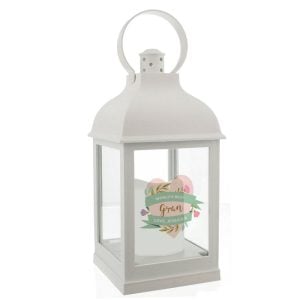 Personalised Floral Heart White Lantern Mum Grandmother Gift