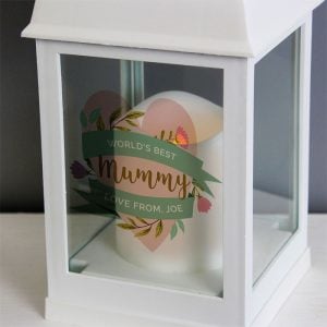 Personalised Floral Heart White Lantern Mum Grandmother Gift