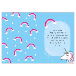 Girl's Personalised Unicorn Any Age Birthday Card