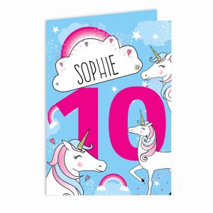 Girl's Personalised Unicorn Any Age Birthday Card