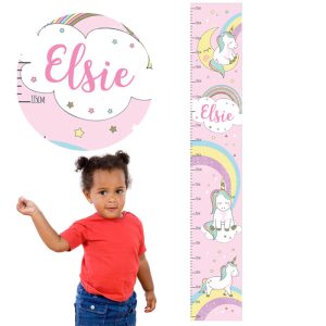 Girl's Personalised Baby Unicorn Height Chart