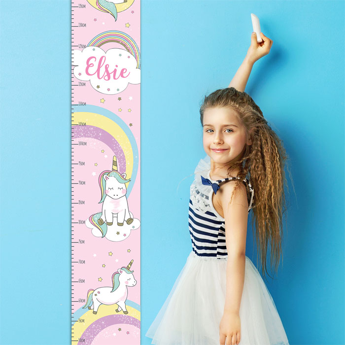 Girl's Personalised Baby Unicorn Height Chart