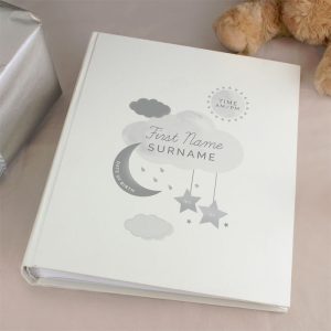 Personalised New Baby Moon & Stars Photo Album with Sleeves