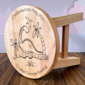 Kid's Personalised Engraved Dinosaur Wooden Stool
