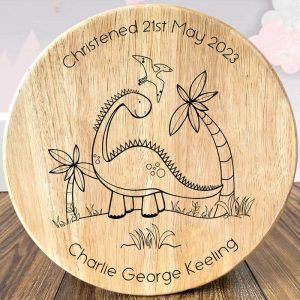 Kid's Personalised Engraved Dinosaur Wooden Stool