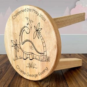 Kid's Personalised Engraved Dinosaur Wooden Stool