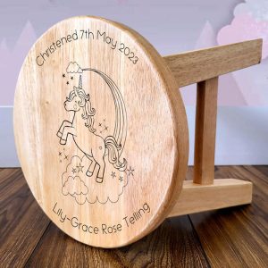 Girl's Personalised Unicorn Wooden Stool