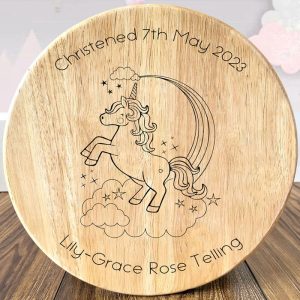 Girl's Personalised Unicorn Wooden Stool