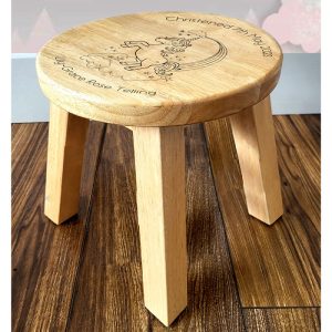 Girl's Personalised Unicorn Wooden Stool