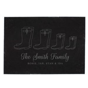 Personalised Welly Boot Family of Four Slate Decoration