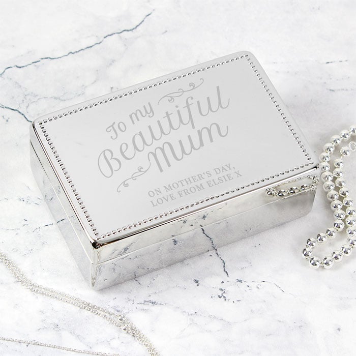 Personalised Beautiful Mum Rectangular Jewellery Box