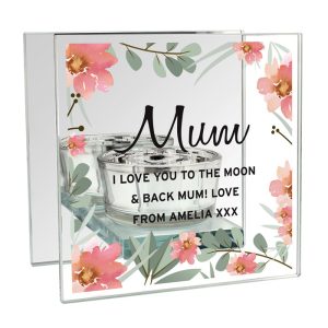 Personalised Floral Mirrored Glass Tea Light Holder