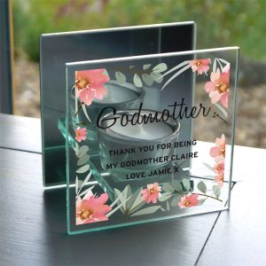Personalised Floral Mirrored Glass Tea Light Holder