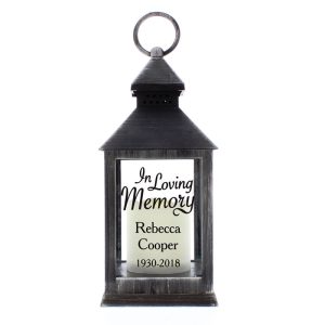 Personalised In Loving Memory Rustic Black Memorial Lantern