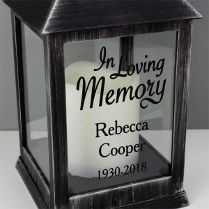 Personalised In Loving Memory Rustic Black Memorial Lantern