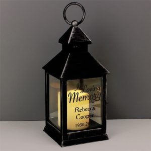 Personalised In Loving Memory Rustic Black Memorial Lantern