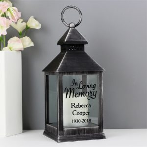 Personalised In Loving Memory Rustic Black Memorial Lantern
