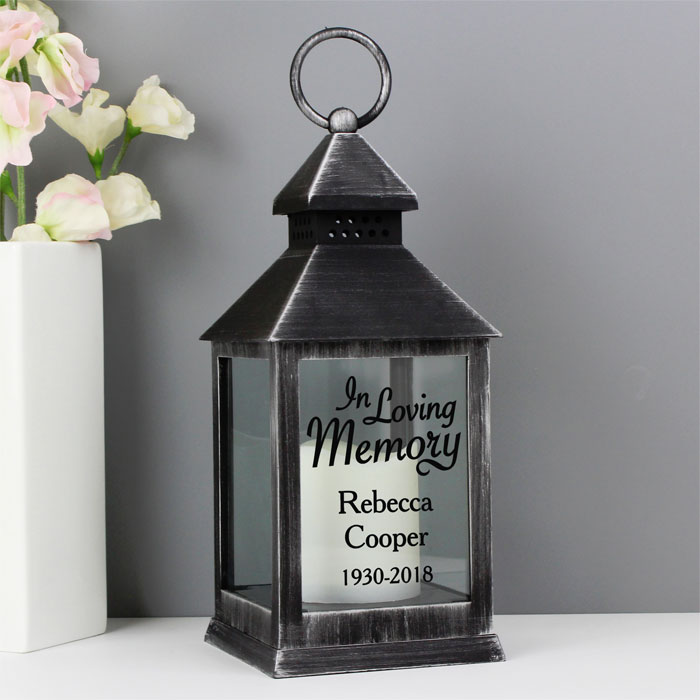 Personalised In Loving Memory Rustic Black Memorial Lantern