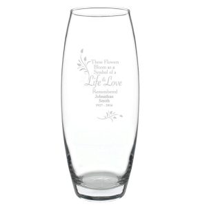Personalised Engraved Glass Memorial Vase - Life & Love