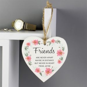 Personalised Floral Sentimental Wooden Heart Decoration