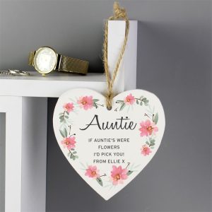 Personalised Floral Sentimental Wooden Heart Decoration