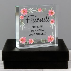 Personalised Floral Sentimental Large Crystal Token