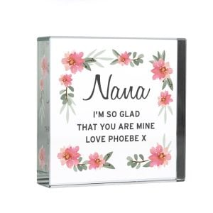 Personalised Floral Sentimental Large Crystal Token