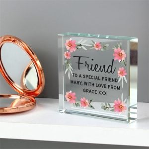 Personalised Floral Sentimental Large Crystal Token