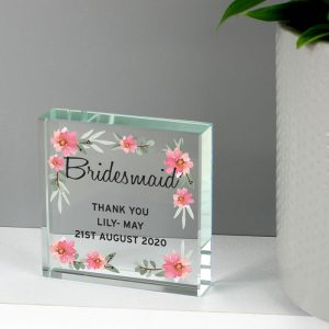 Personalised Floral Sentimental Large Crystal Token