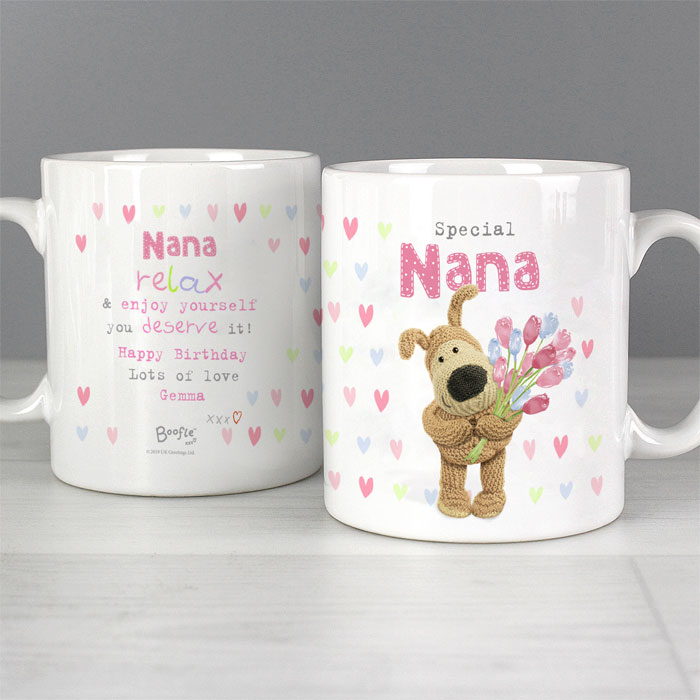 Personalised Boofle Birthday Flowers Ceramic Mug