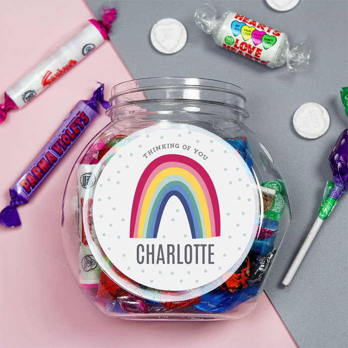 Personalised Rainbow Sweet Jar With Assorted Sweets