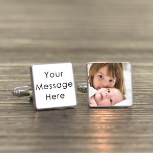 Personalised Any Message Square Cufflinks with Photo