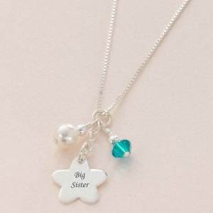 Sterling Silver Flower Birthstone Big Sister Necklace