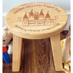 Girl's Magic Castle Personalised Wooden Stool