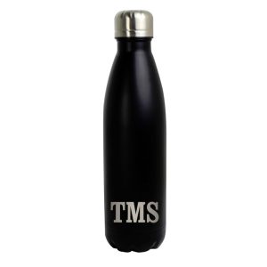 Personalised Initials Black Steel Insulated Drinks Bottle