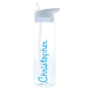 Personalised Blue Name BPA-Free Plastic Water Bottle