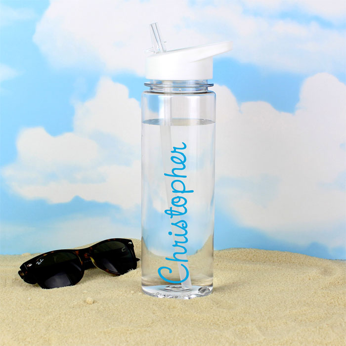 Personalised Blue Name BPA-Free Plastic Water Bottle