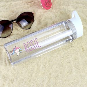 Girl's Personalised Unicorn Island Water Bottle
