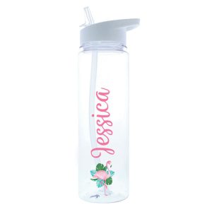 Girl's Personalised Flamingo Island Water Bottle