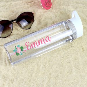 Girl's Personalised Flamingo Island Water Bottle